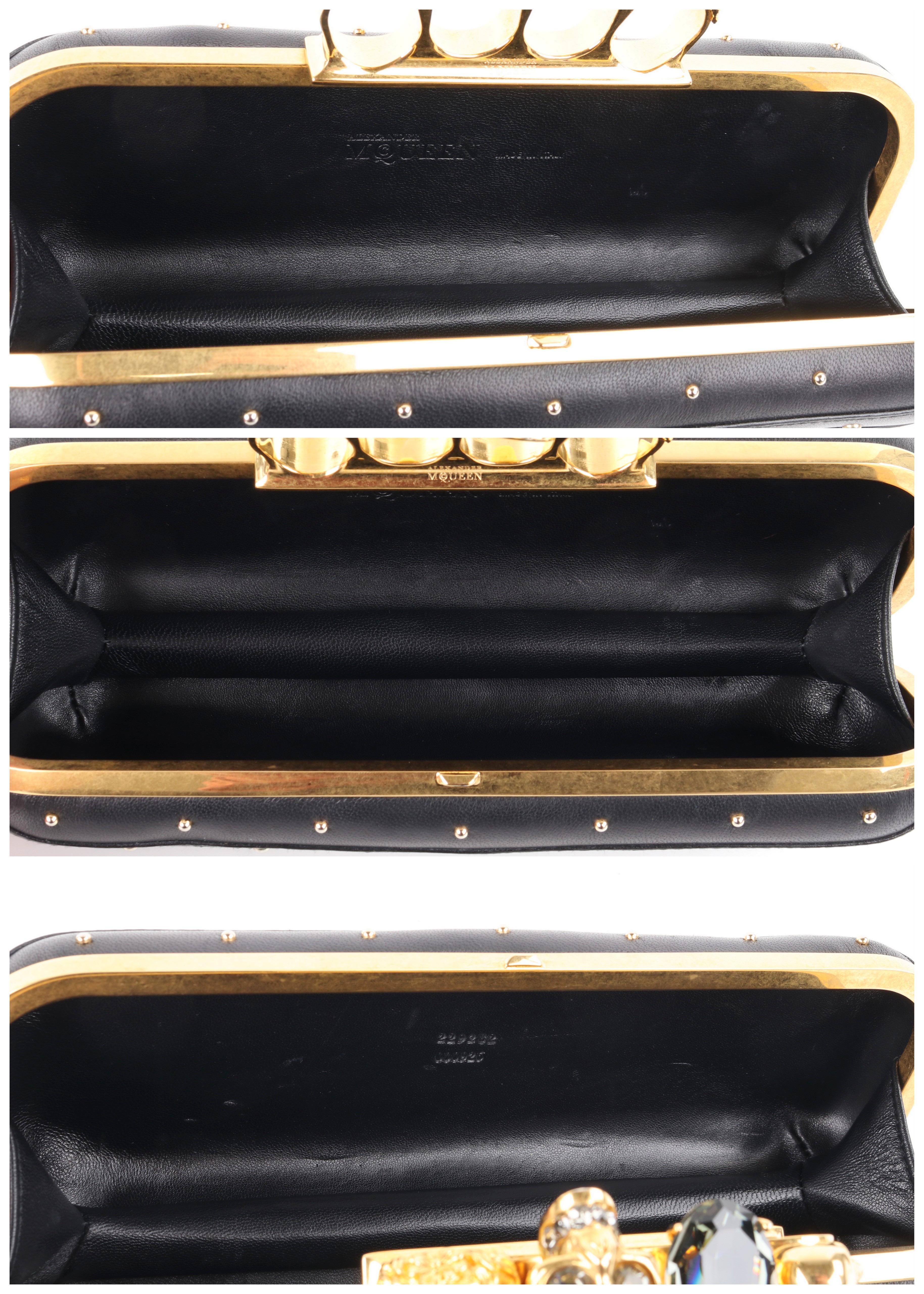 ALEXANDER McQUEEN F/W 2013 Black Gold Leather Studded Knuckle Ring Duster Clutch 3