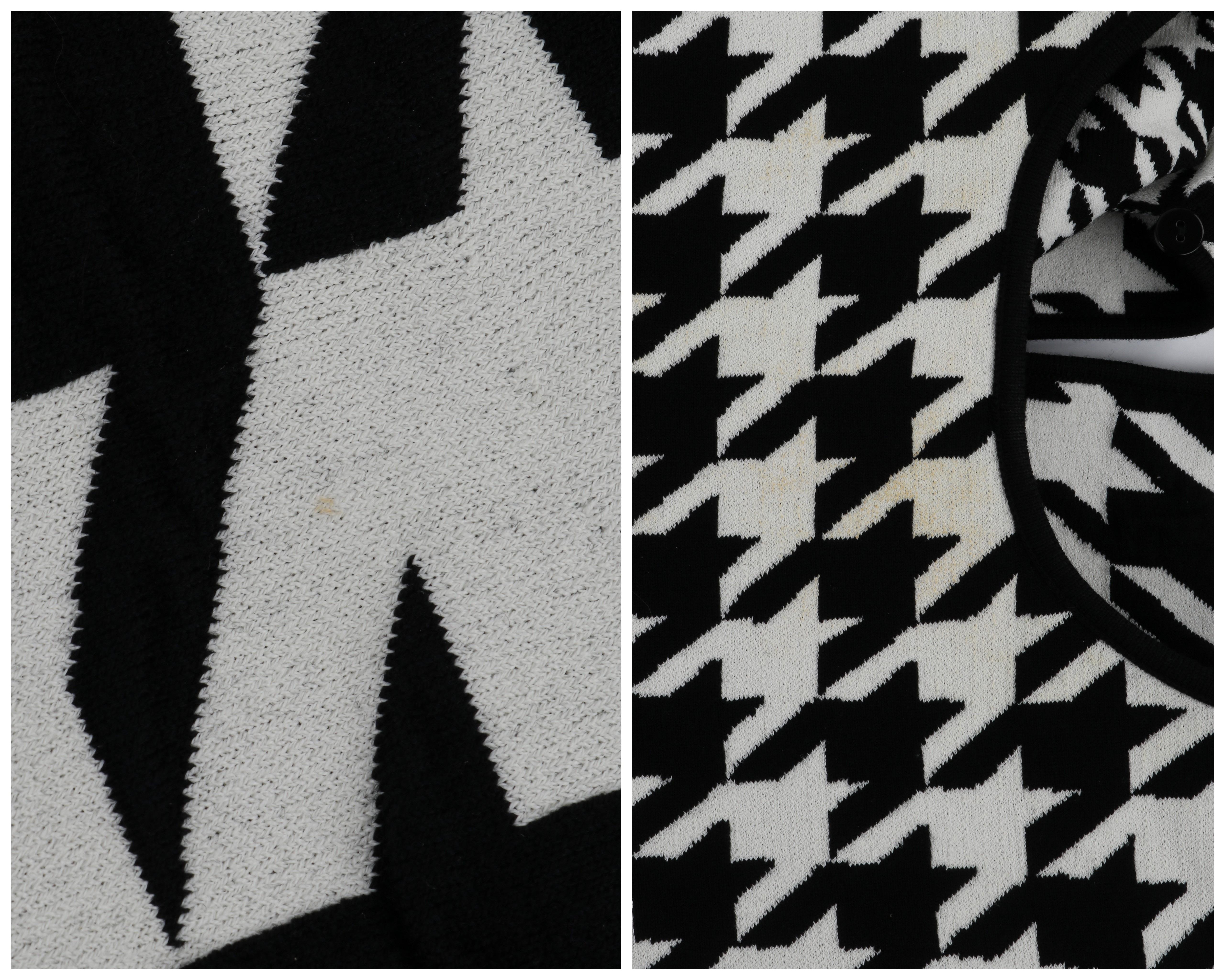 Alexander McQueen F/W 2019 Black White Houndstooth Oversized Tie Neck Knit Dress 7