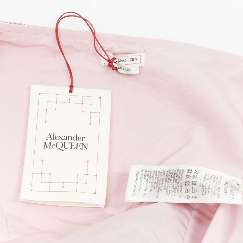 ALEXANDER MCQUEEN faille light pink ballon sleeve technical dress IT38 XS For Sale 6