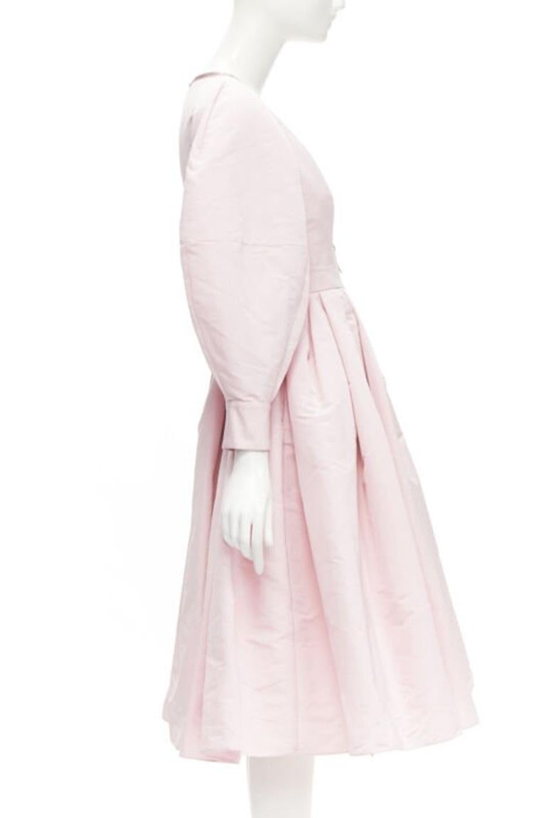 ALEXANDER MCQUEEN faille light pink ballon sleeve technical dress IT38 XS In Excellent Condition For Sale In Hong Kong, NT