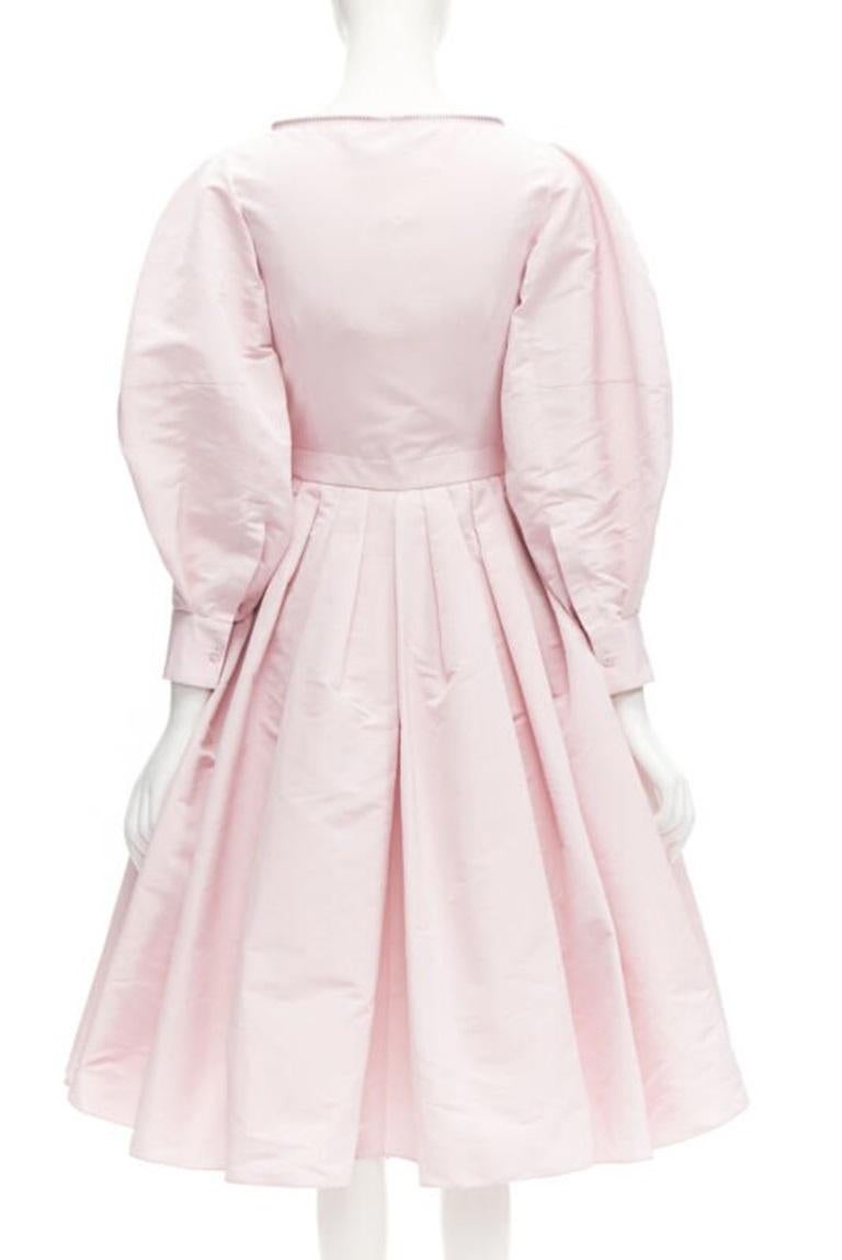 Women's ALEXANDER MCQUEEN faille light pink ballon sleeve technical dress IT38 XS For Sale