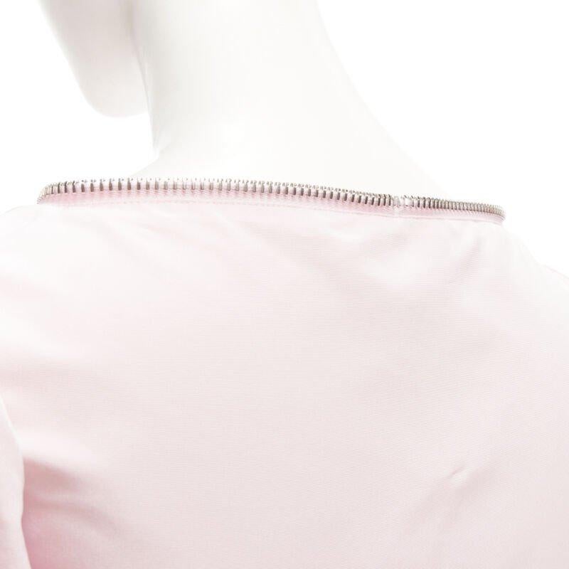 ALEXANDER MCQUEEN faille light pink ballon sleeve technical dress IT38 XS For Sale 4