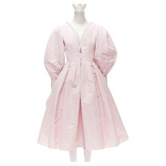 ALEXANDER MCQUEEN faille rosa claro vestido técnico manga globo IT38 XS