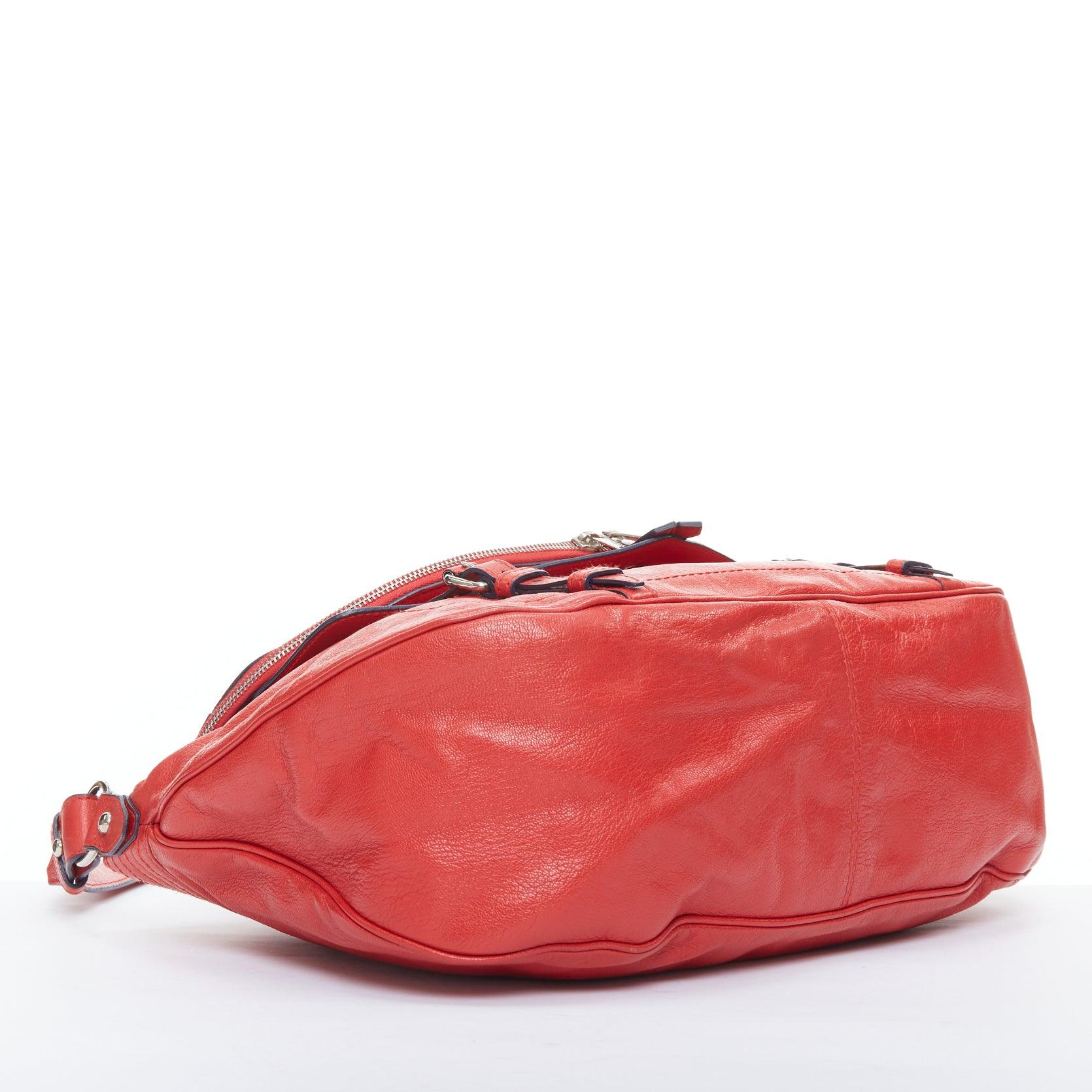 ALEXANDER MCQUEEN Faithful red leather zip biker detail crossbody bag For Sale 1