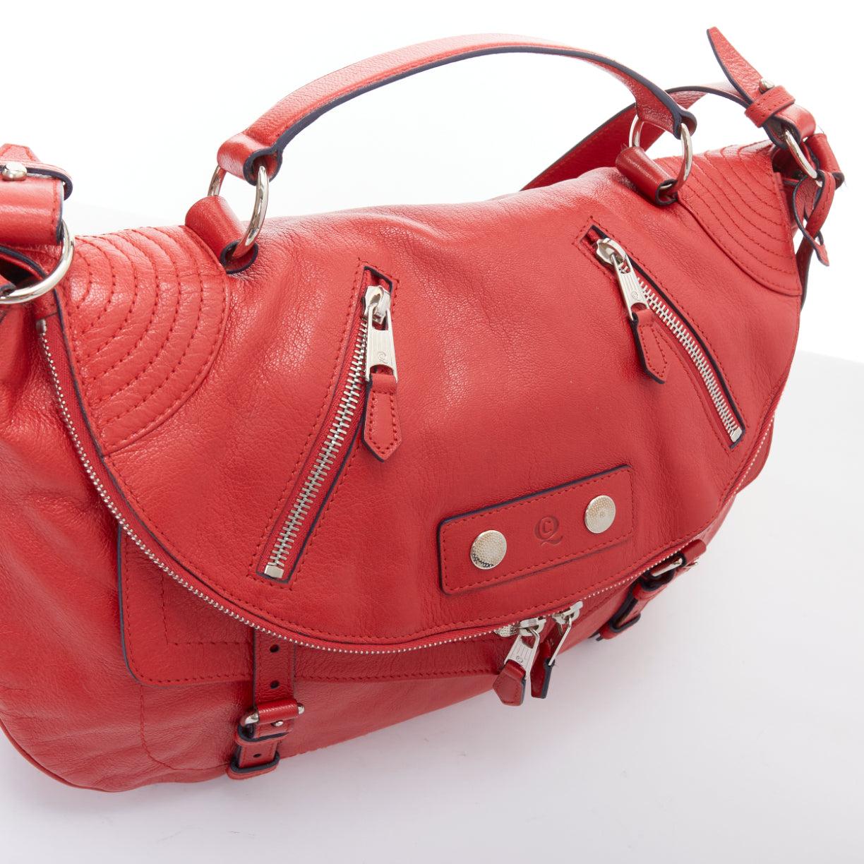 ALEXANDER MCQUEEN Faithful red leather zip biker detail crossbody bag For Sale 2