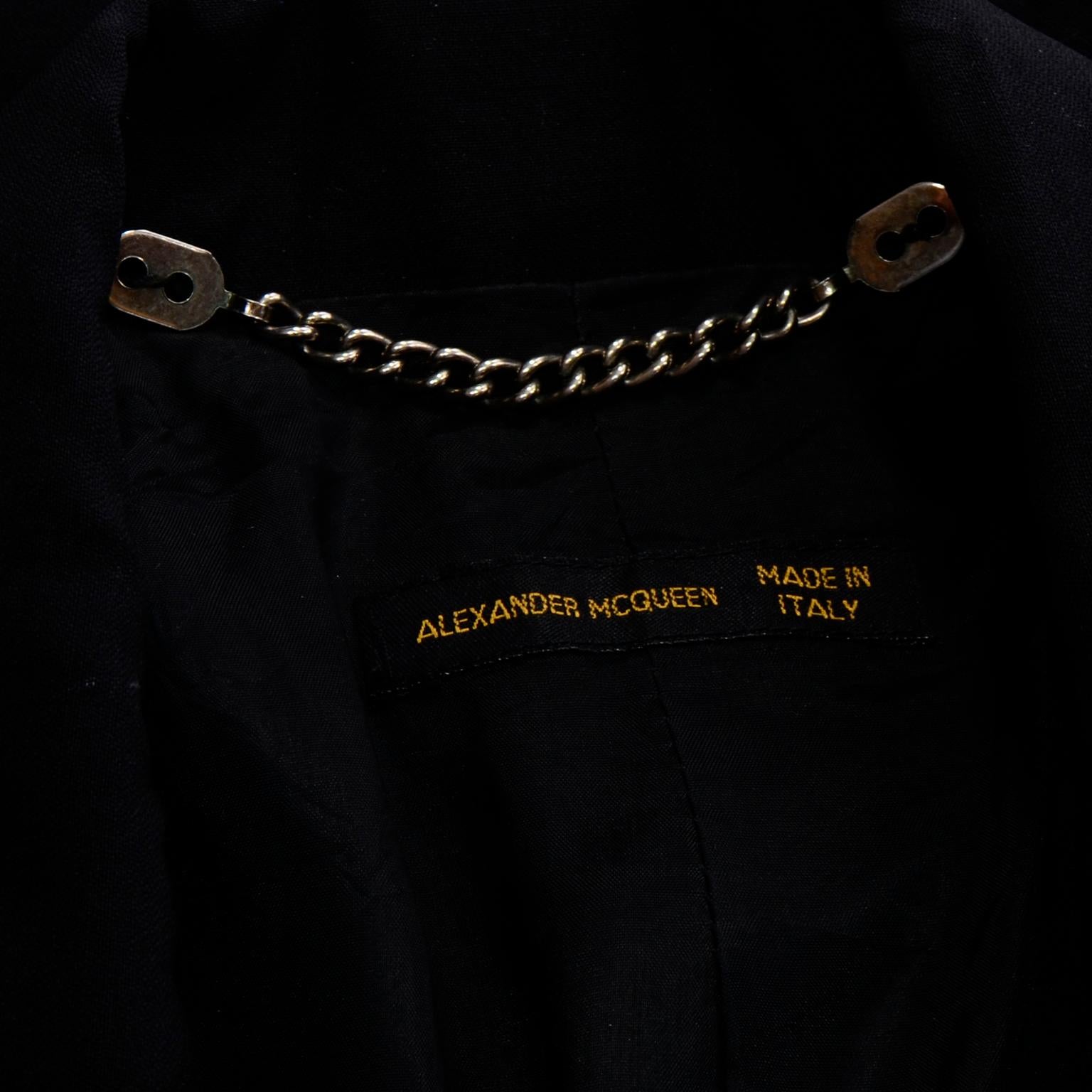 Alexander McQueen Fall 2000 Eshu Runway Black Blazer Jacket w Puff Sleeves For Sale 7