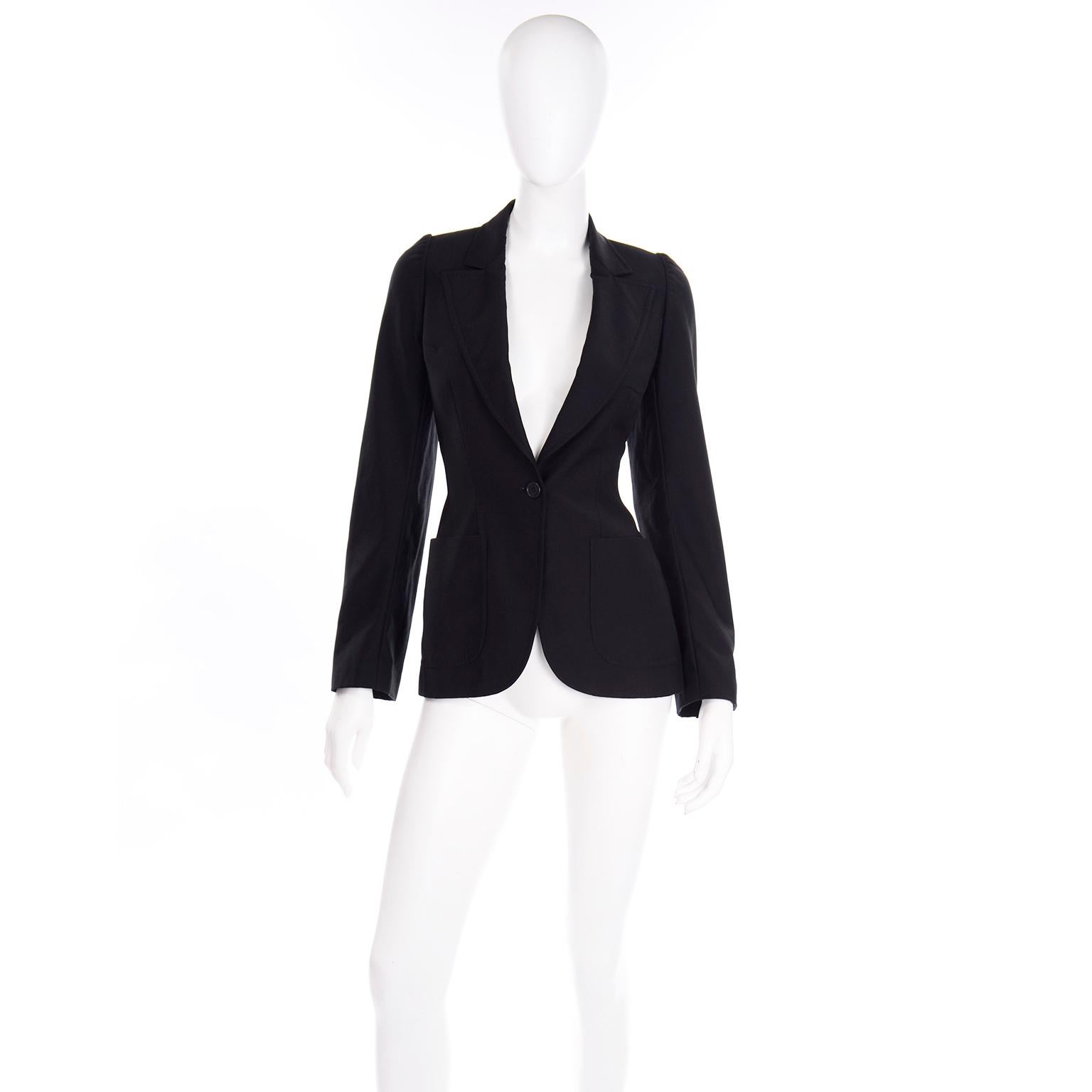 Noir Alexander McQueen - Veste blazer noire avec manches bouffantes, défilé Eshu, automne 2000 en vente