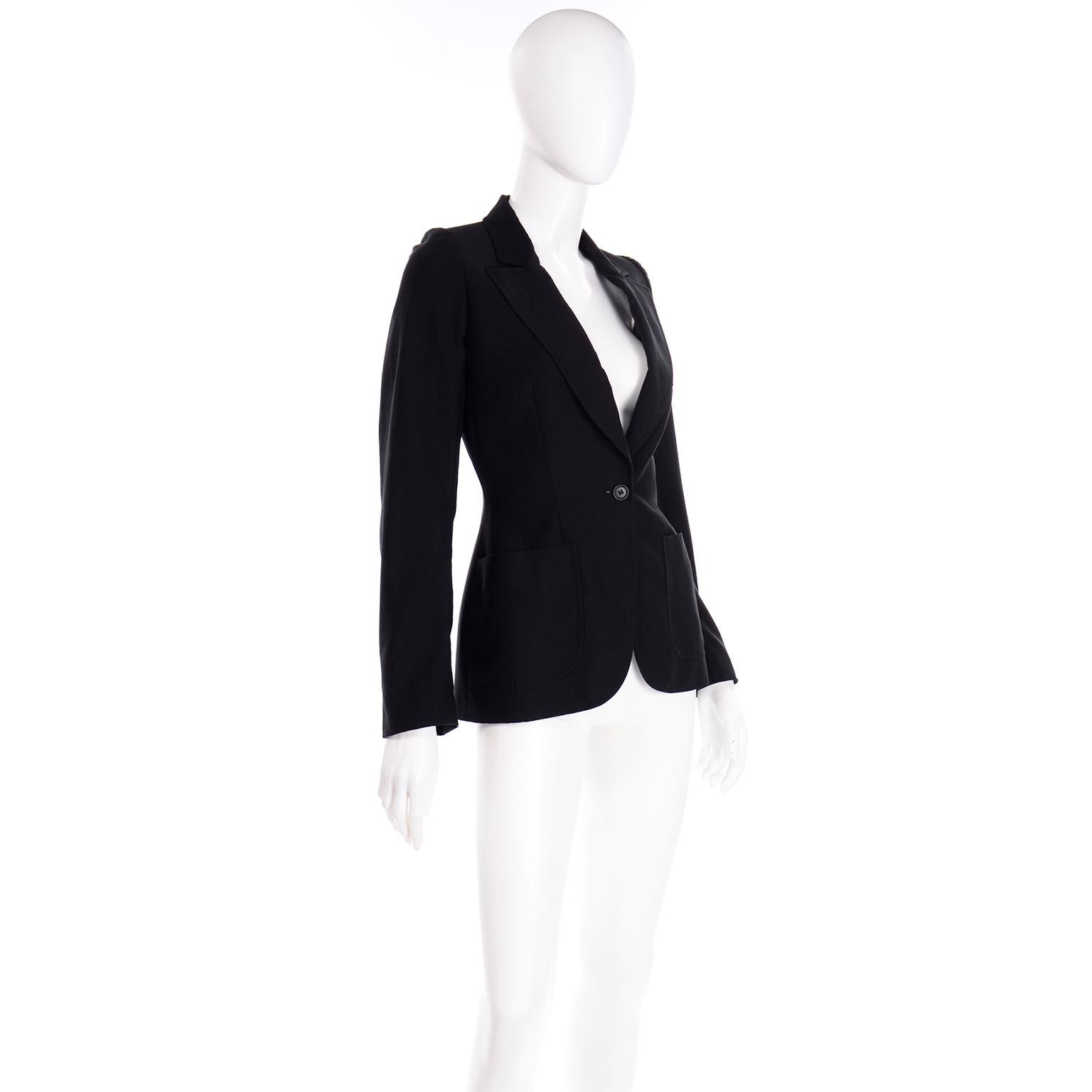 Alexander McQueen Fall 2000 Eshu Runway Black Blazer Jacket w Puff Sleeves In Excellent Condition For Sale In Portland, OR