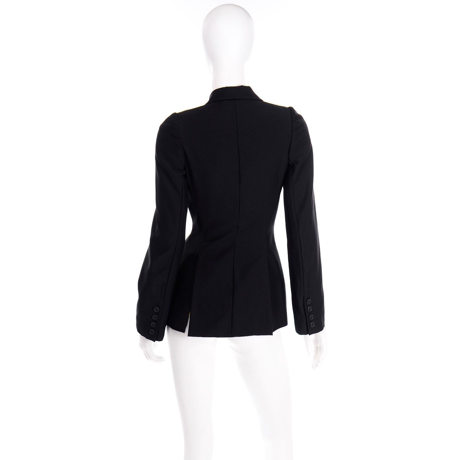 Women's Alexander McQueen Fall 2000 Eshu Runway Black Blazer Jacket w Puff Sleeves For Sale