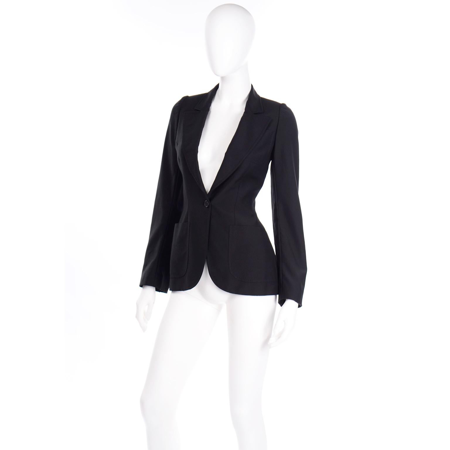 Alexander McQueen Fall 2000 Eshu Runway Black Blazer Jacket w Puff Sleeves For Sale 1