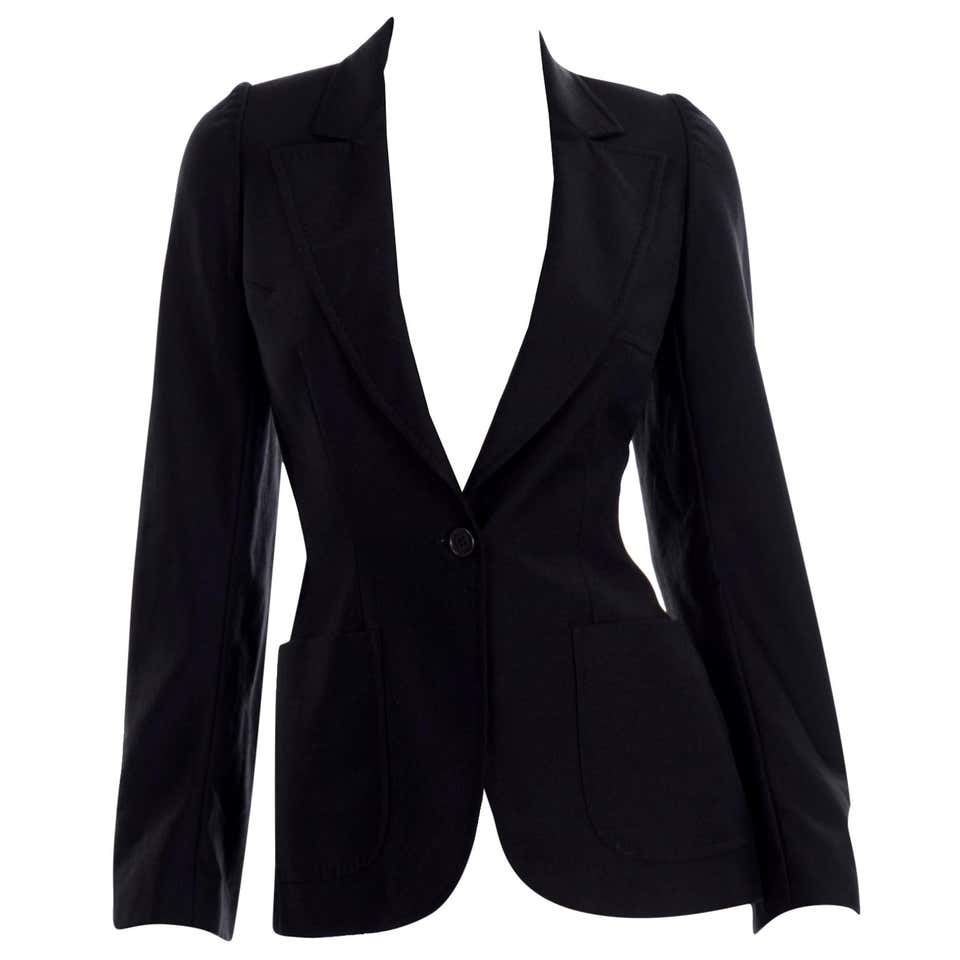 2009 Alexander McQueen Black Silk Cutaway Cropped Tuxedo Jacket With ...