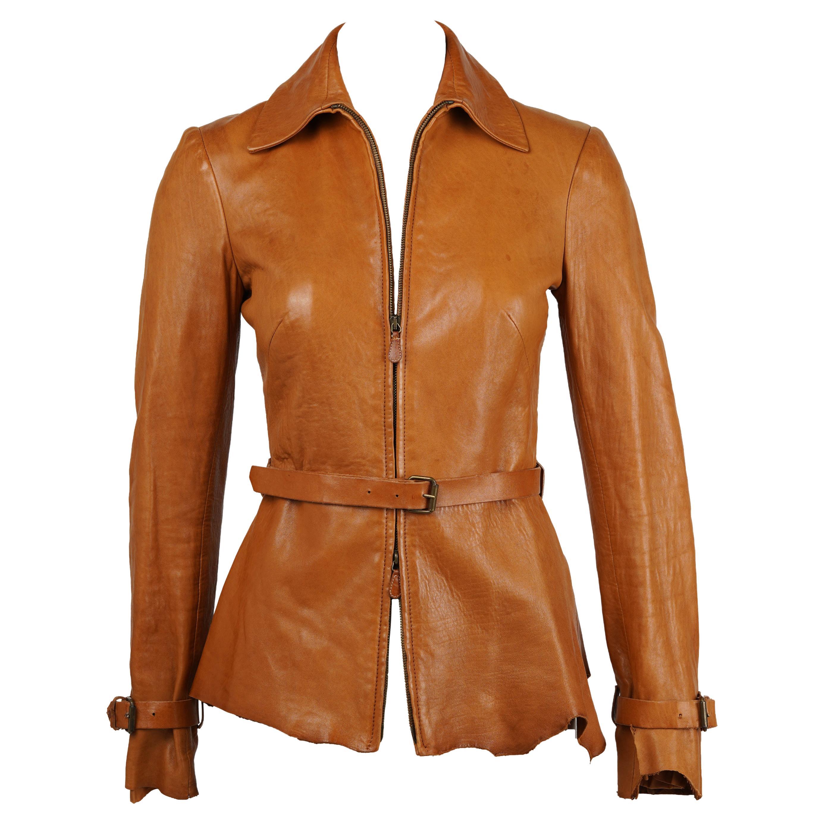 Alexander McQueen Fall 2003 Honey Leather Jacket – Rare Archive Piece IT42