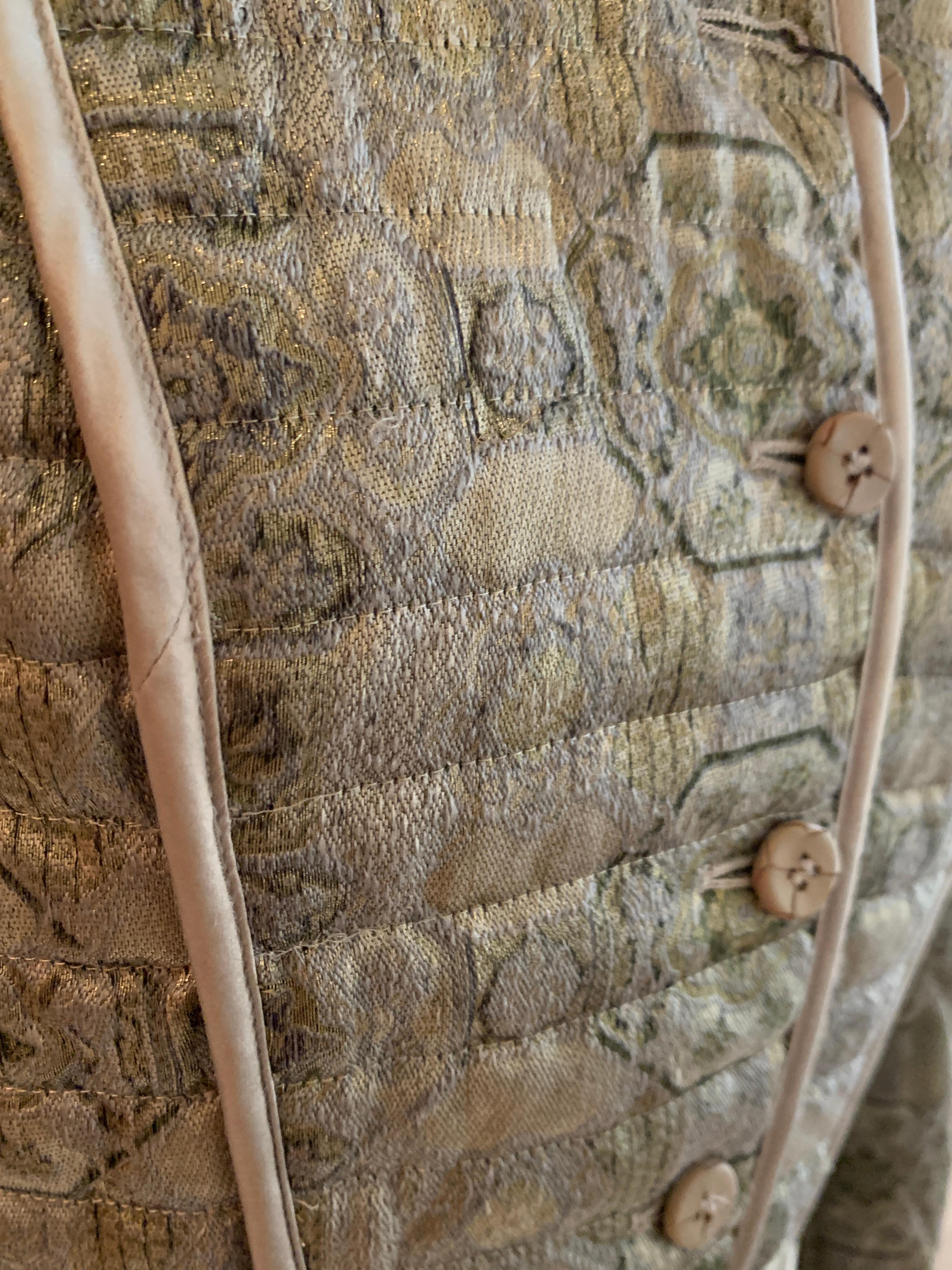 Alexander Mcqueen Herbst 2003 Laufsteg Grün Gold Brokat gesteppte Jacke 6