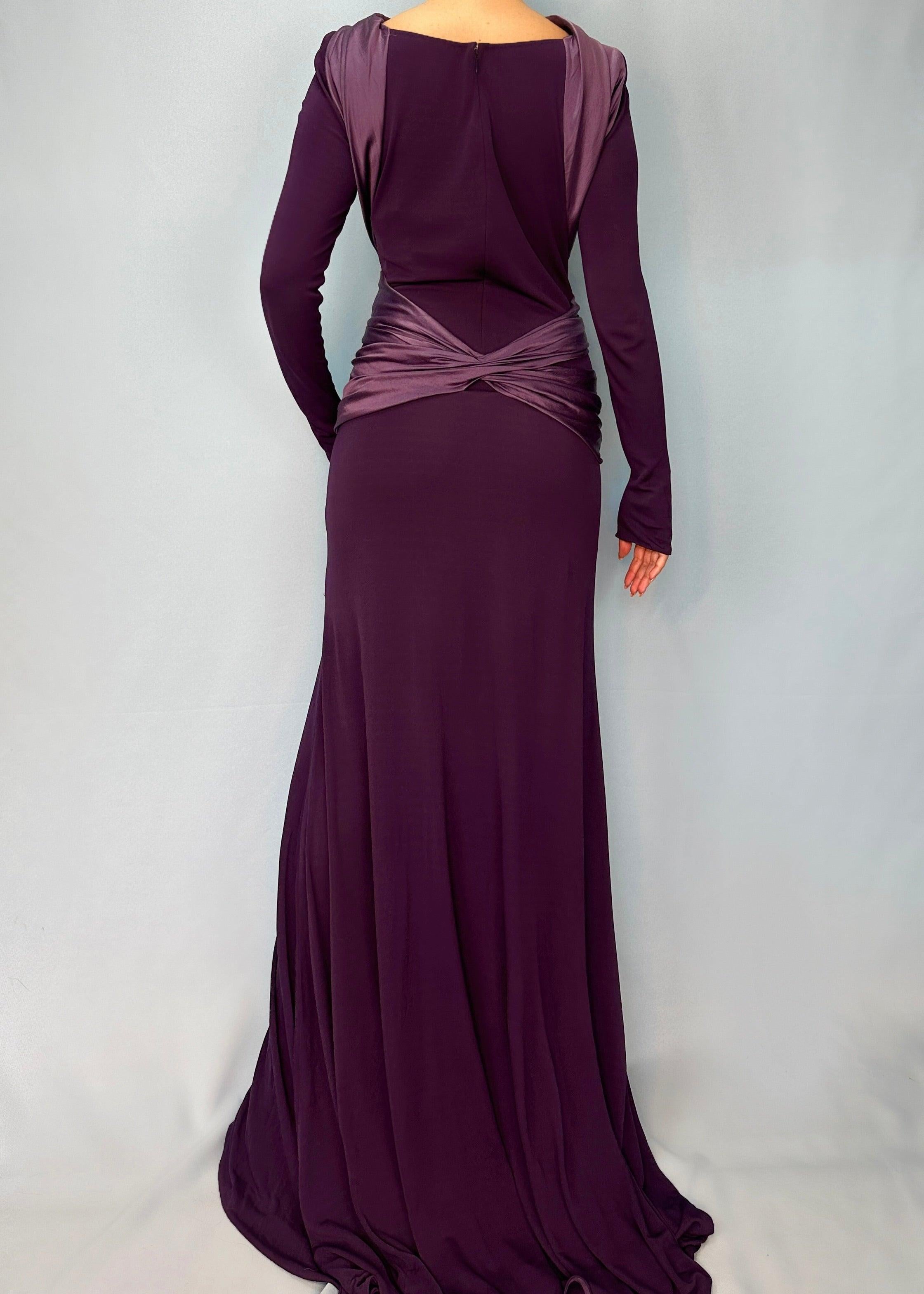 Alexander McQueen Fall 2004 Runway Purple Silk Twist Tie Up Gown 1
