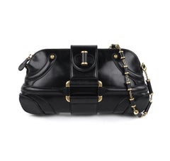 ALEXANDER McQUEEN Fall 2005 Black Leather Twist Lock Novak Shoulder Bag