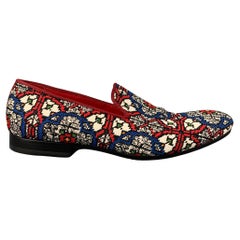 ALEXANDER MCQUEEN Fall 2013 Size 12 Red White Blue Woven Stained Glass Loafers