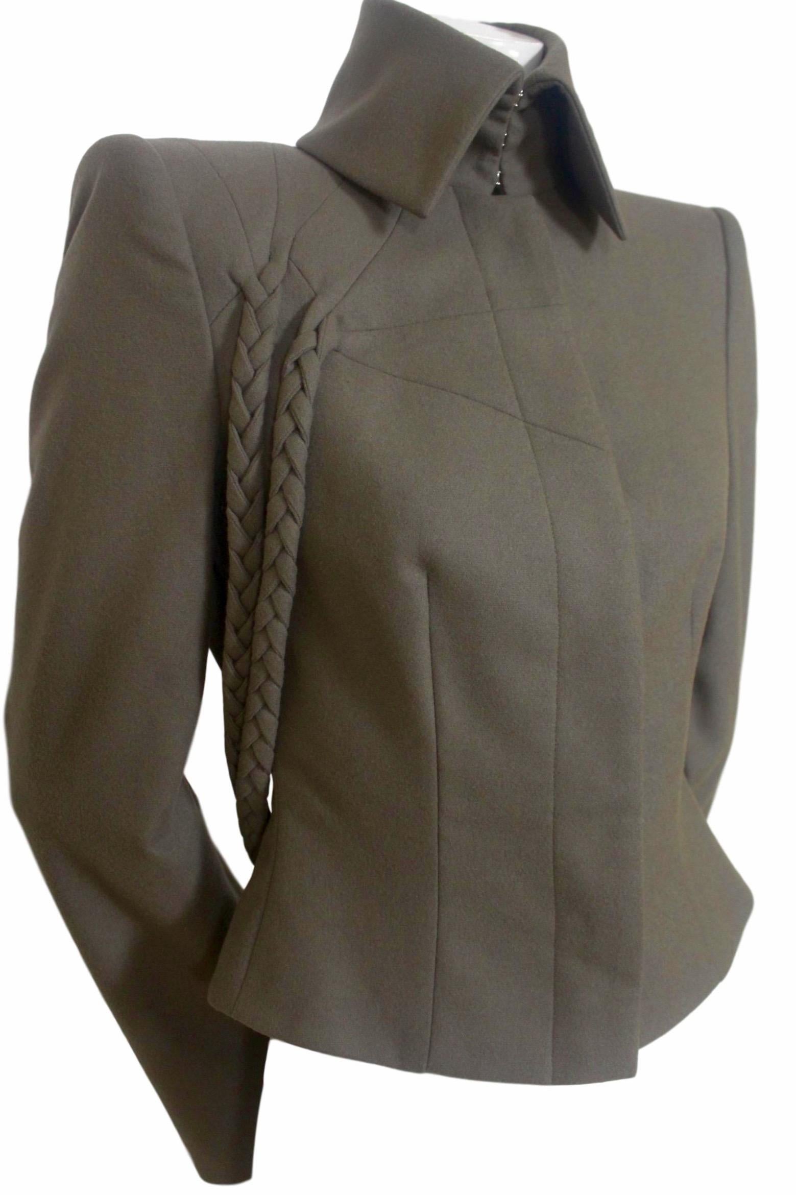 Alexander McQueen Herbst/Winter 2001 Militärische geflochtene Jacke, neu mit Etiketten (Schwarz) im Angebot