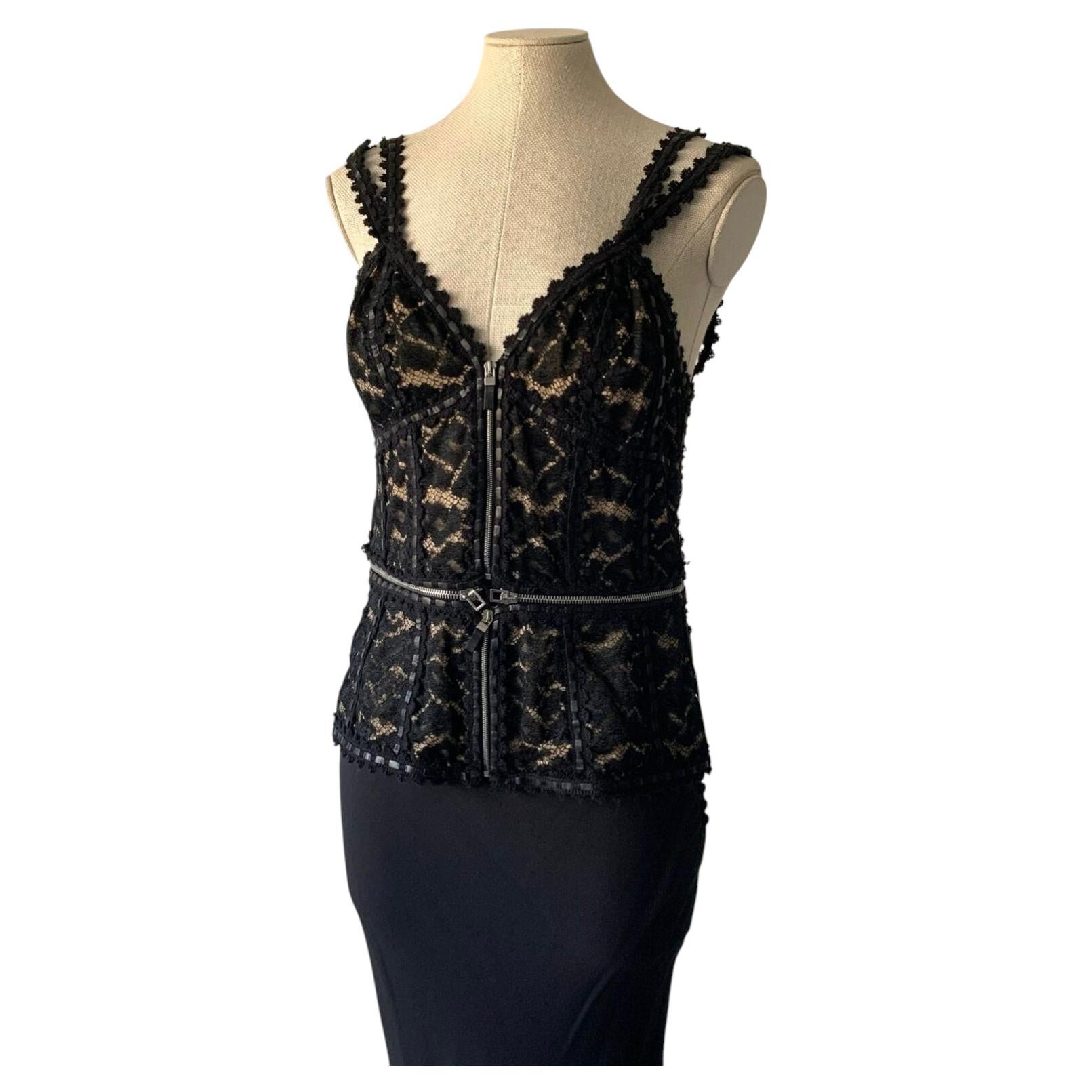 Alexander McQueen Fall Winter 2003 "Scanners" silk and lace zipper corset top
