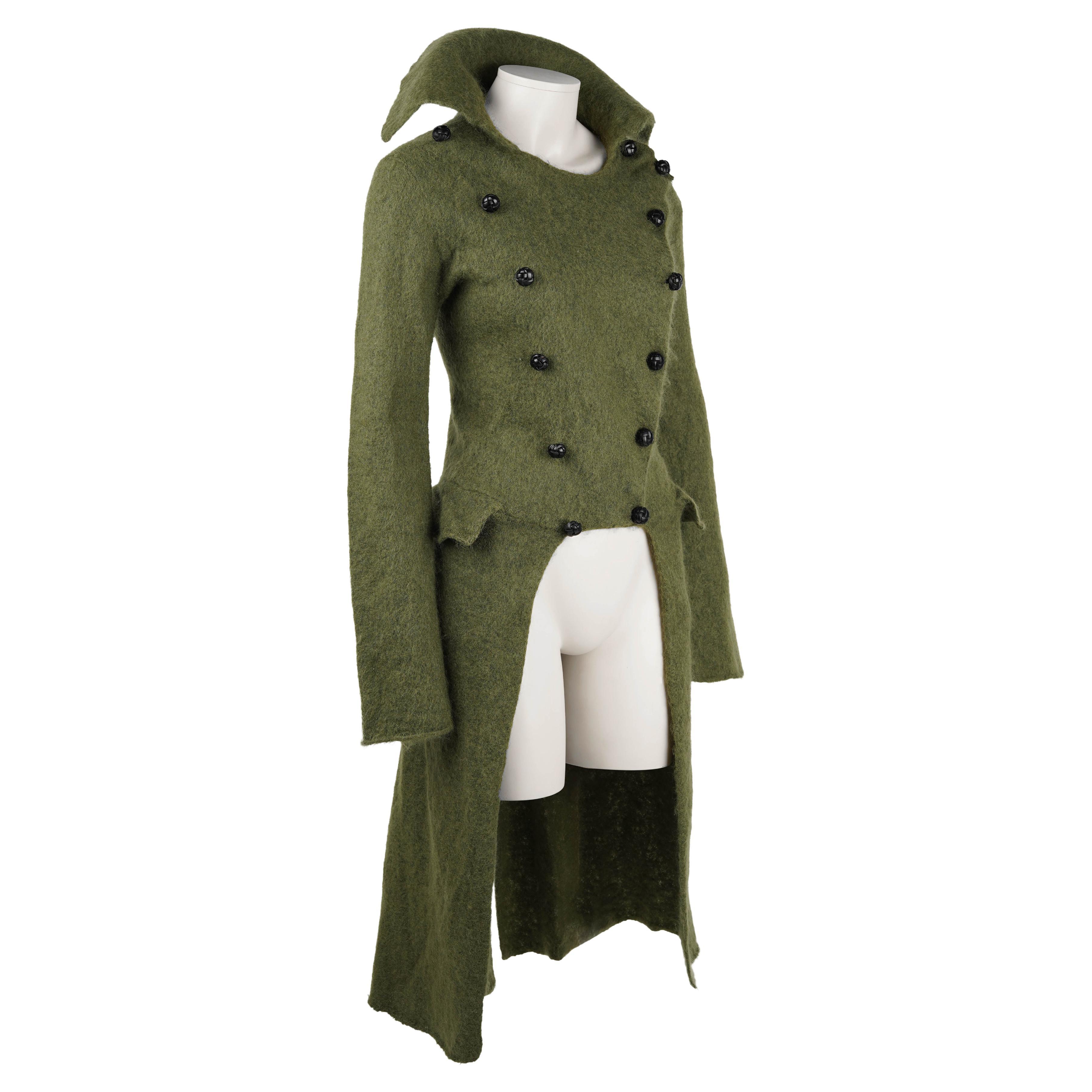 Alexander McQueen Abrigo militar de mohair Superkid Otoño/Invierno 2006 Talla S Negro en venta