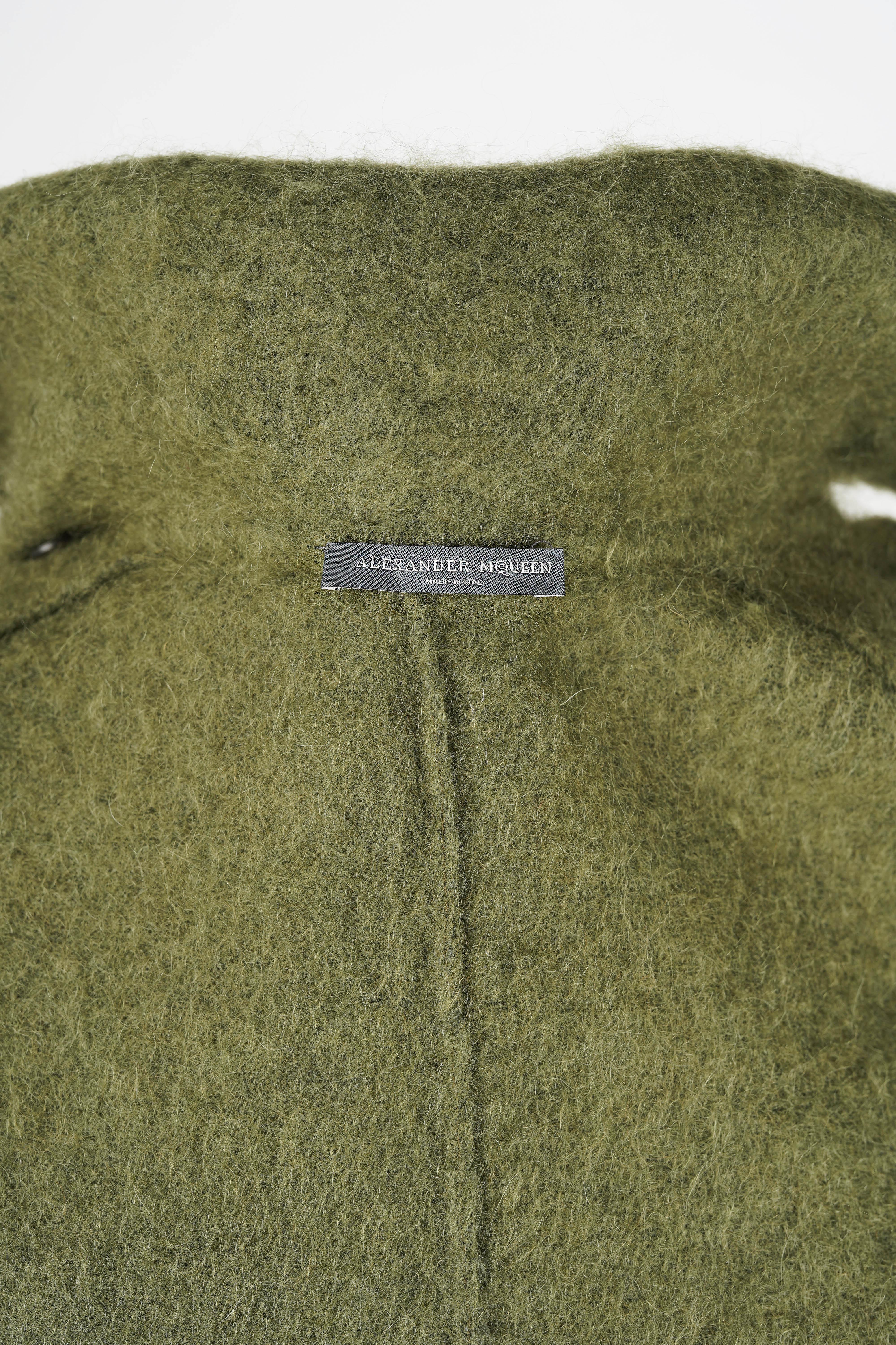 Alexander McQueen Abrigo militar de mohair Superkid Otoño/Invierno 2006 Talla S en venta 3