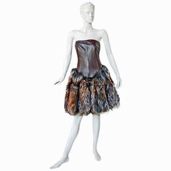 Alexander McQueen Fashionista Genuine Red Fox Fur Leather Bustier Dress   NEW!