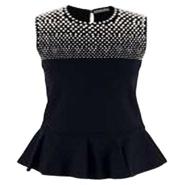 Alexander McQueen Faux-Pearl Embellished Black Knitted Top For Sale