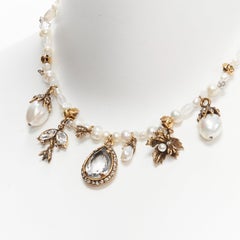 ALEXANDER MCQUEEN faux pearl gold jewel charm short necklace
