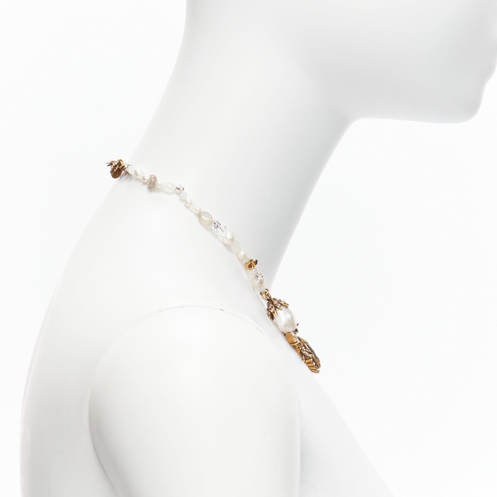 Women's ALEXANDER MCQUEEN faux pearl gold jewel charm short necklace