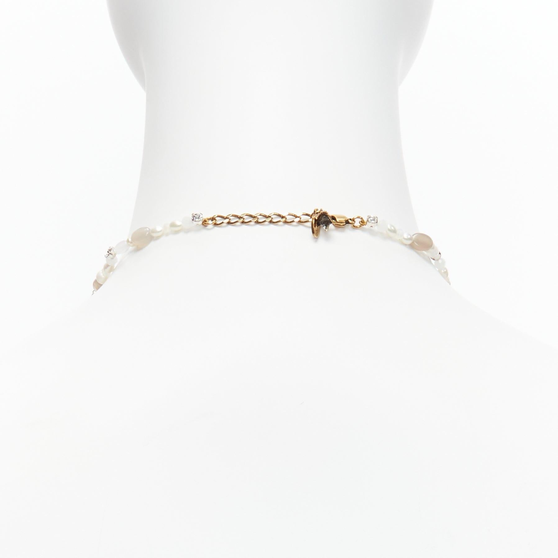 ALEXANDER MCQUEEN faux pearl gold jewel charm short necklace 1