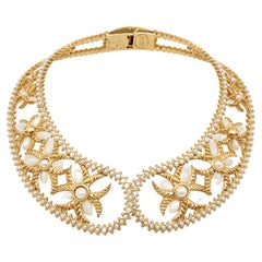 Alexander McQueen Faux Pearl Gold Tone Choker Necklace