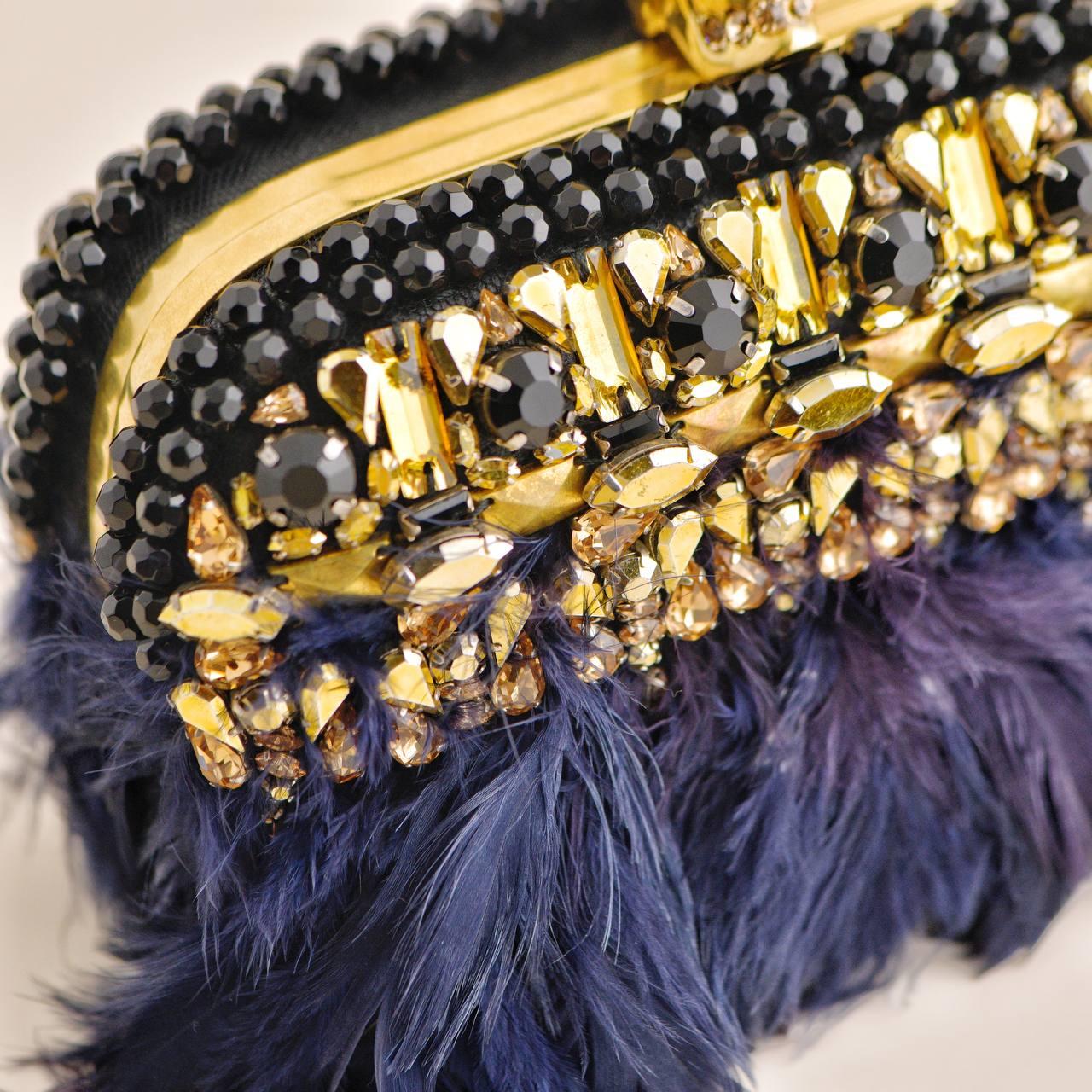 Alexander McQueen Feather-Fringe Skull Clutch Bag In Excellent Condition In Banbury, GB