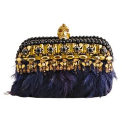 Alexander McQueen Feather-Fringe Skull Clutch Bag
