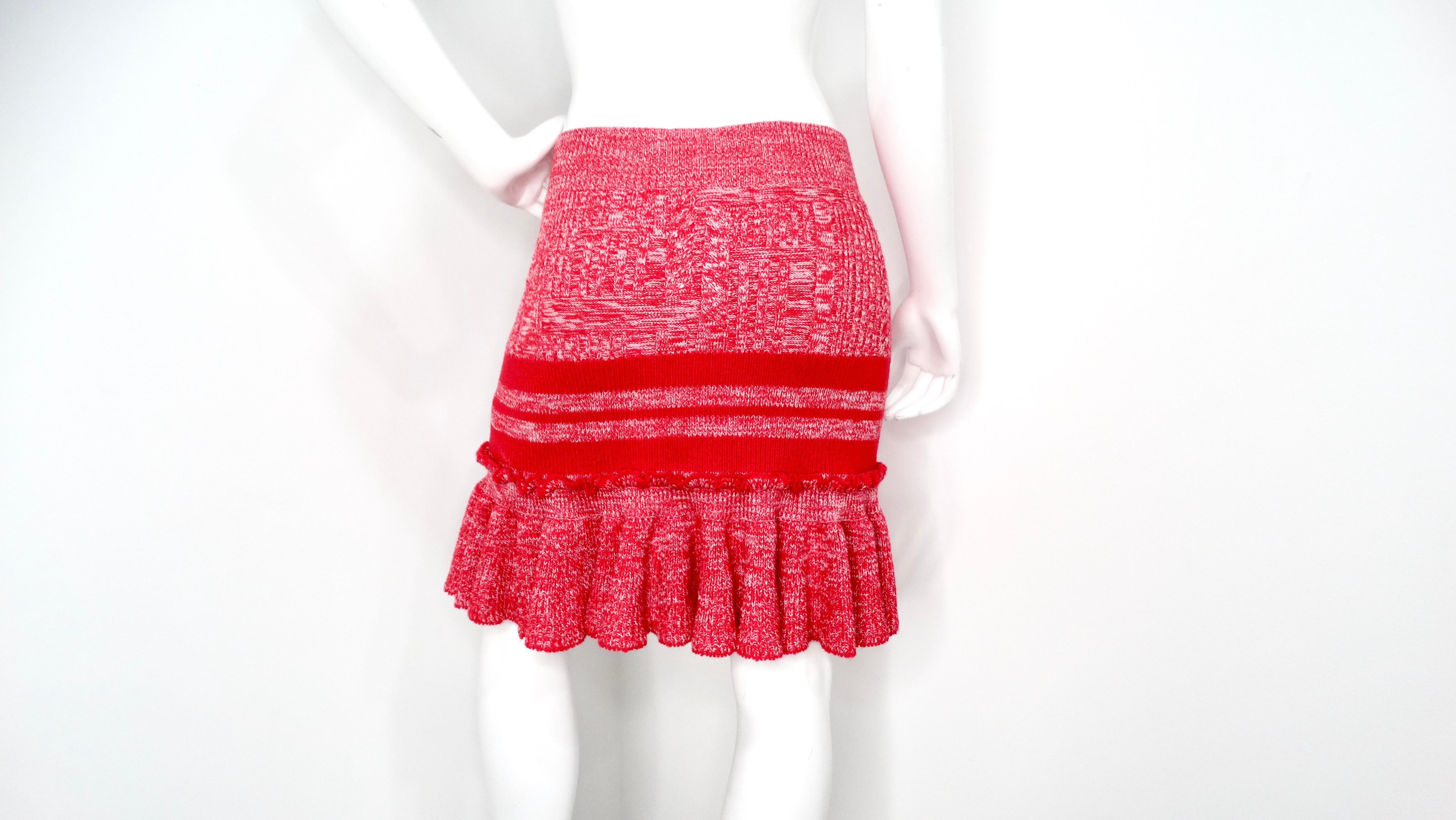 Alexander McQueen - Minijupe à volants en maille épaisse - Rouge flamboyant en vente 2