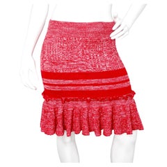 Alexander McQueen Fiery Red Chunky Knit Ruffle Mini Skirt