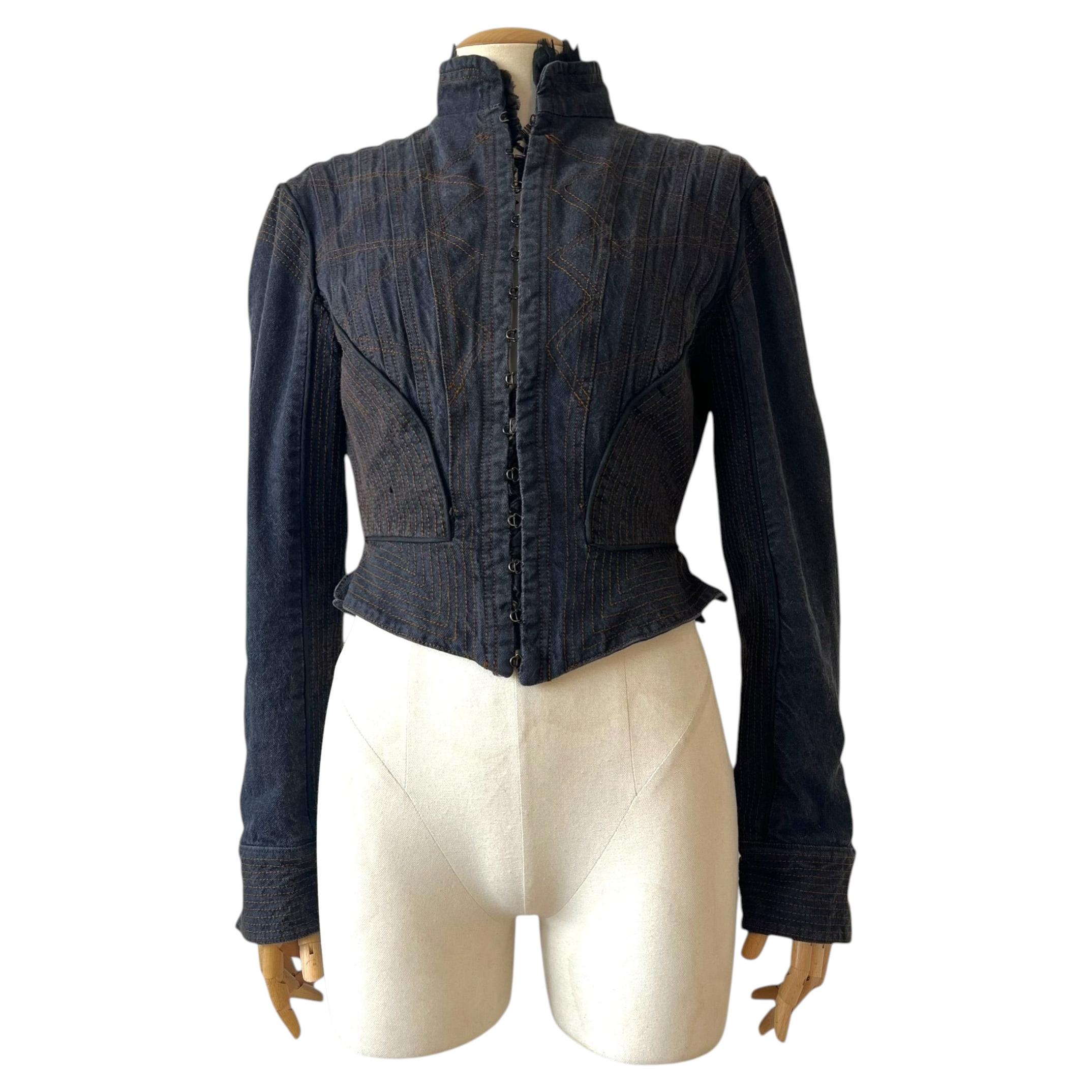 Alexander McQueen Fitted Denim Doublet Jacket, FW2002 “Supercalifragilisticexpia