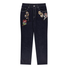 Alexander McQueen Floral Embroidered Boyfriend Jeans