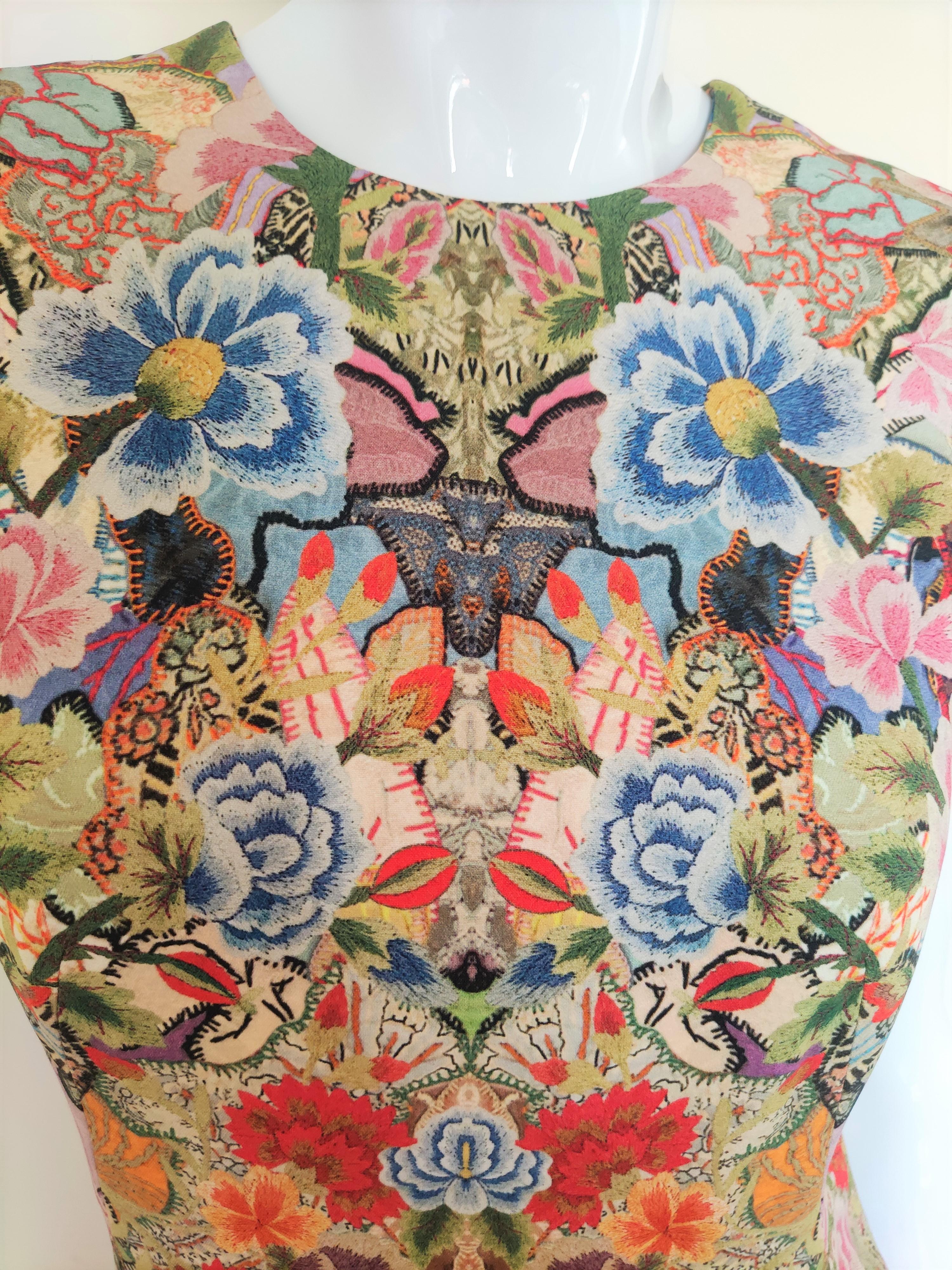 Alexander McQueen Floral Flower Runway 2004 Pre Spring Summer Tunic Dress Top For Sale 1