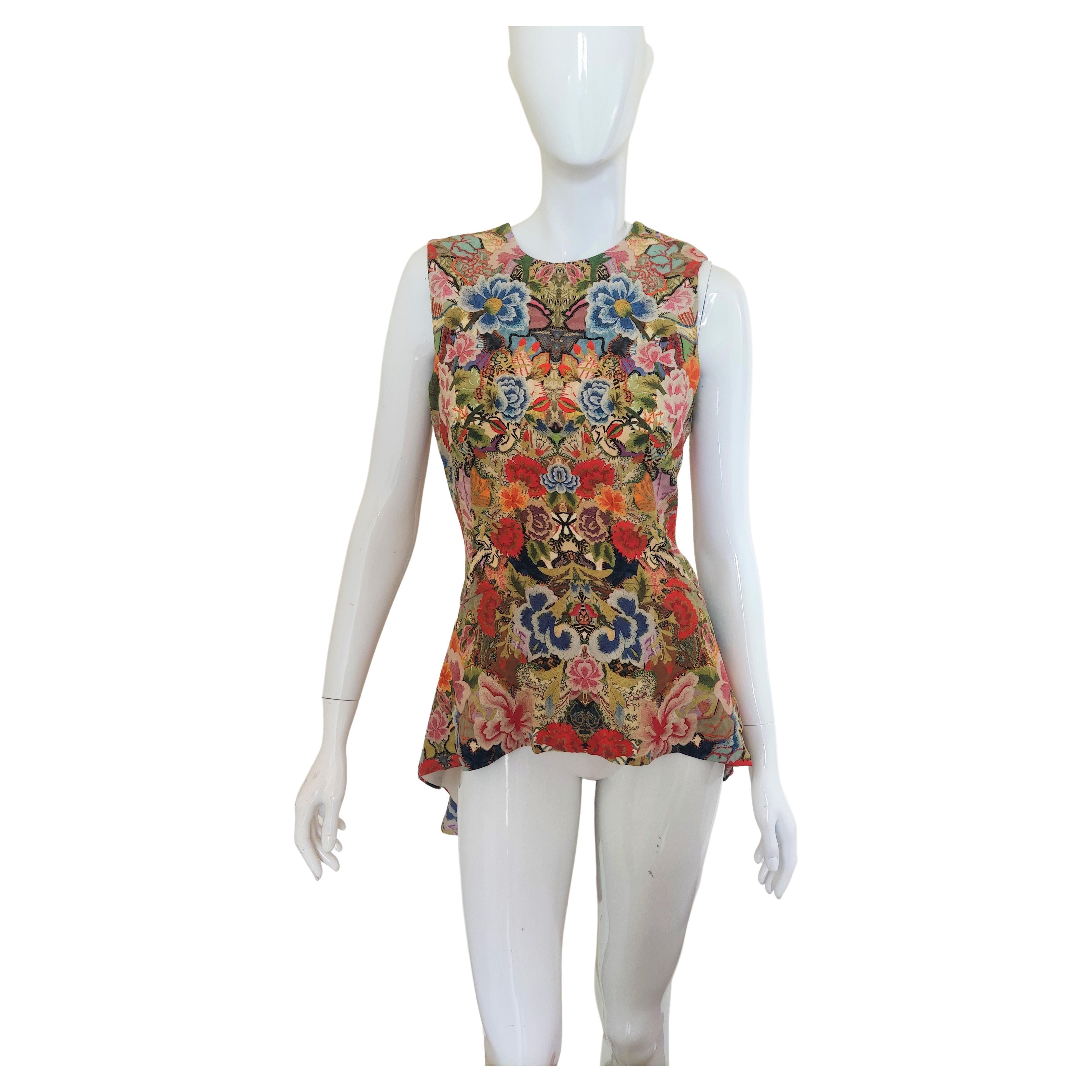 Alexander McQueen Floral Flower Runway 2004 Pre Spring Summer Tunic Dress Top