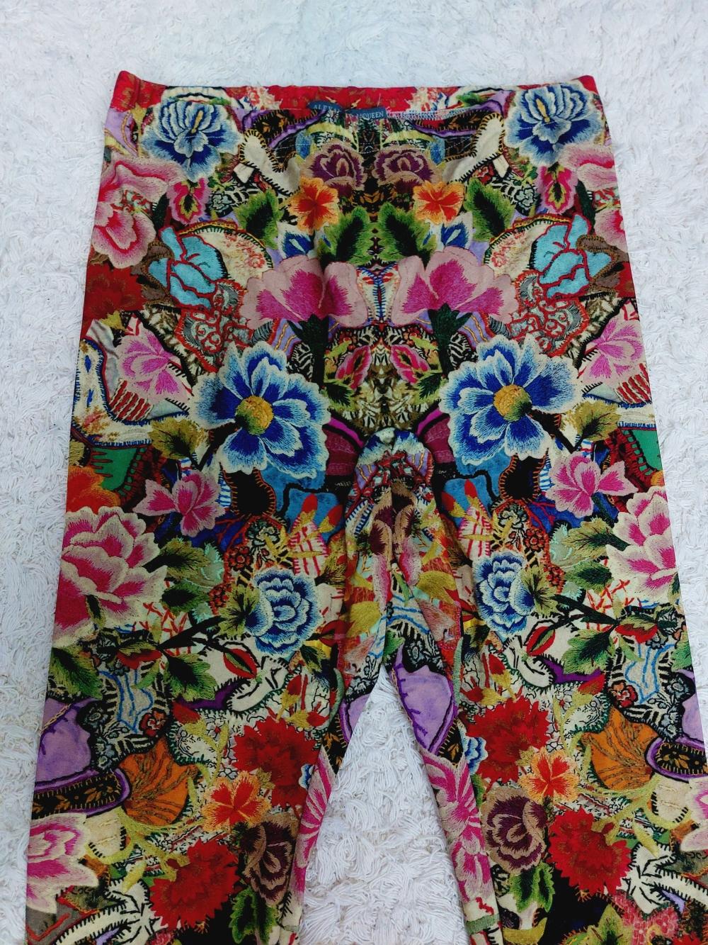 Women's Alexander Mcqueen Floral Hippie Flower Paisley Print Skinny Leggings Pants