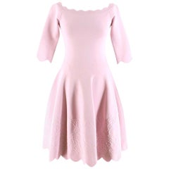 Alexander McQueen Floral Jacquard Knit Pink Scalloped Dress S