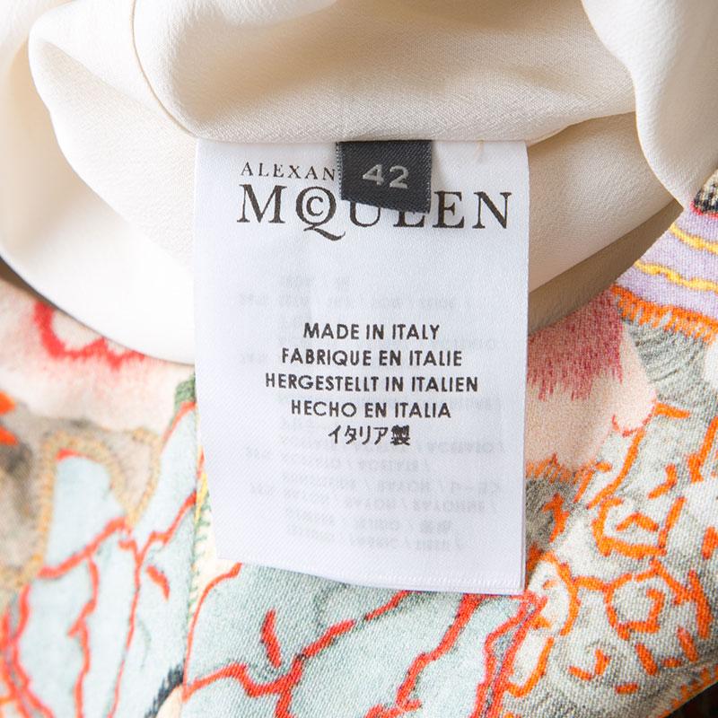 Alexander McQueen Floral Kaleidoscope Print Sleeveless Belted Cocktail Dress M 1