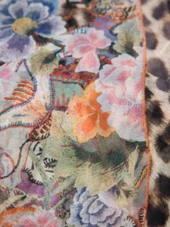 Alexander McQueen Floral Leopard Print Silk Scarf