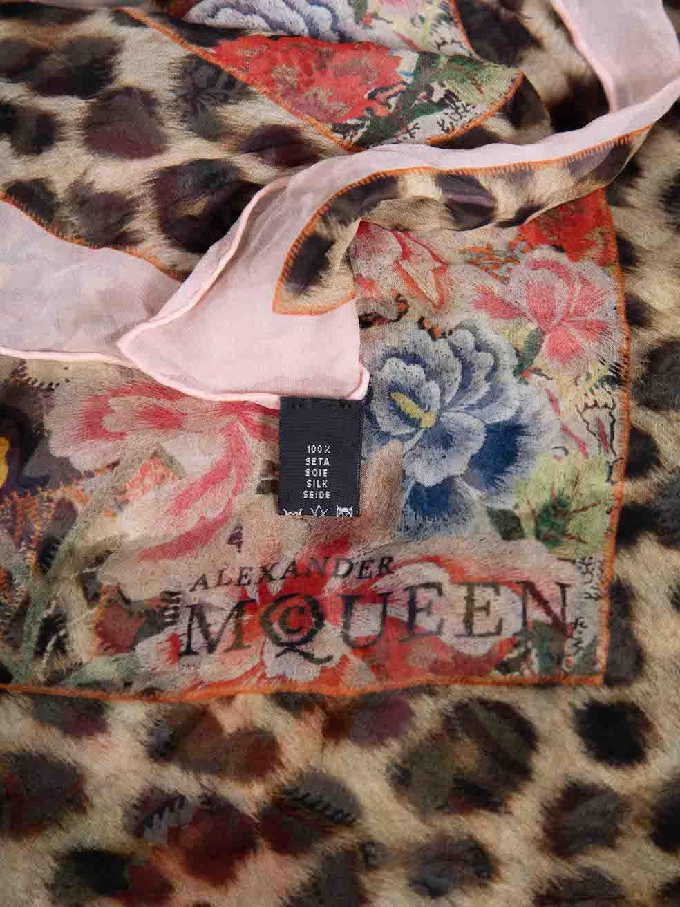 Women's Alexander McQueen Floral Leopard Print Silk Scarf
