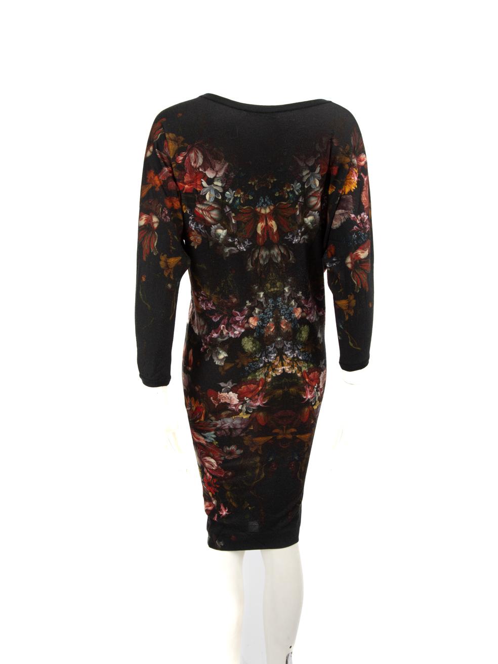 Black Alexander McQueen Floral Print Knit Dress Size XS