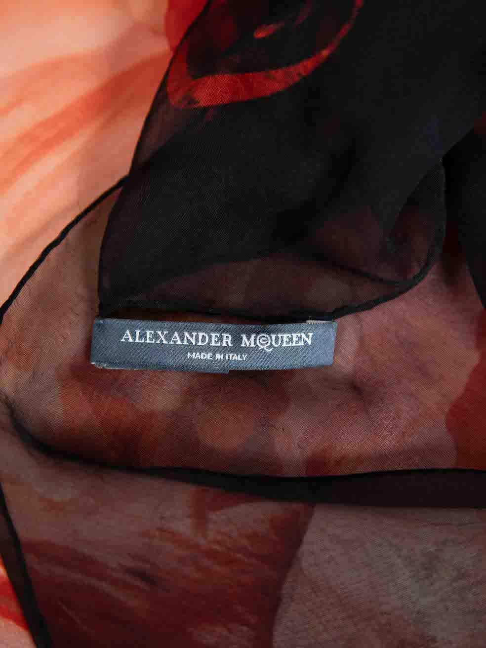 Alexander McQueen Floral Print Silk Sheer Scarf For Sale 2