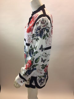Alexander McQueen Floral Silk Button Down Blouse