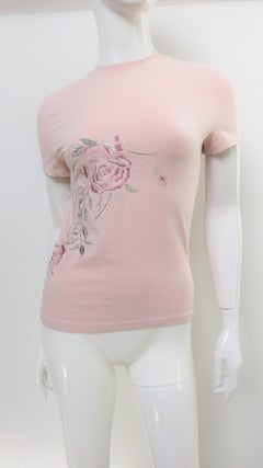 Alexander McQueen Flower Embroidery T-Shirt S/S 1999