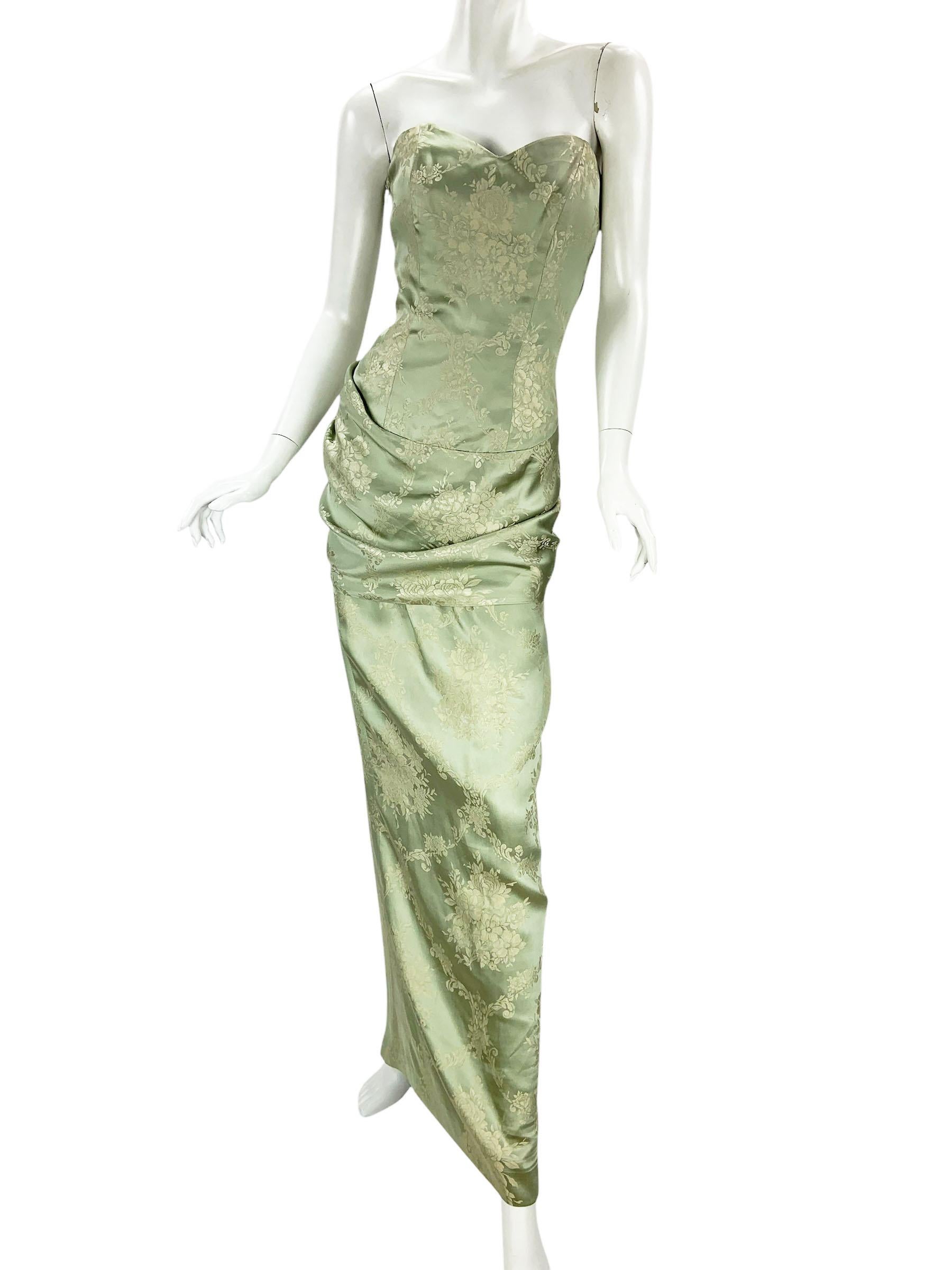 Alexander McQueen para Givenchy Couture FW 1998 Falda de seda brocada Traje Fr36 US 4 en venta 3
