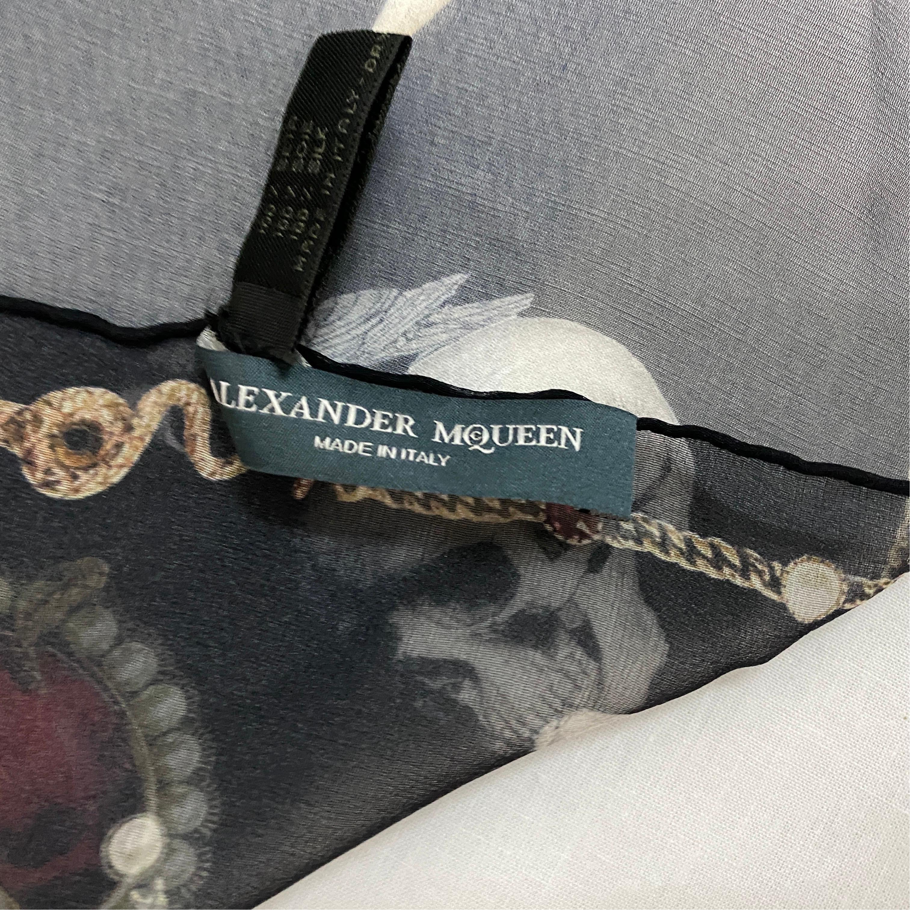 Gray An Iconic Alexander McQueen Silk Scarf Made in Italy