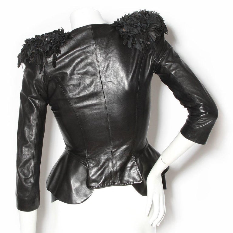 Alexander McQueen Fringe Shoulder Leather Jacket For Sale at 1stDibs